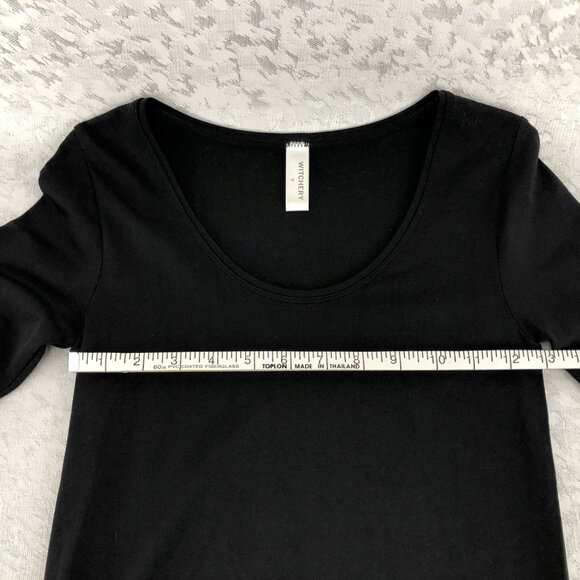 Witchery Fitted Long Sleeve Black Top with Scoop Neck Size Small - Picture 7 of 9